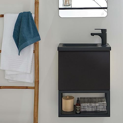 MOB-IN Meuble Lave-Mains Nova Noir Carbone Suspendu