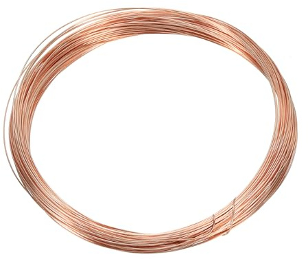 PATIKIL 49 Pieds Solide Nu Cuivre Fil, 25 Jauge 99,9% Pure Cuivre Fil 0.5mm Doux Perles Fil Métal Plante Tige Cravates pour Bijoux Artisanat (15m)