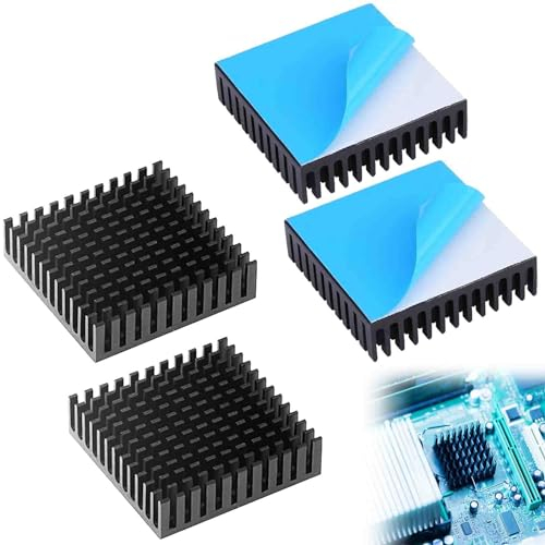 Aluminium Kühlkörper, Kühlkörper, Heatsink, Aluminium Heatsink 40 * 40 * 11mm, Kühlrippen, Kühlkörper mit Wärmeleitender, Kühlkörper für Computerhosts, Halbleitergeräte Kühler, 4 Stück