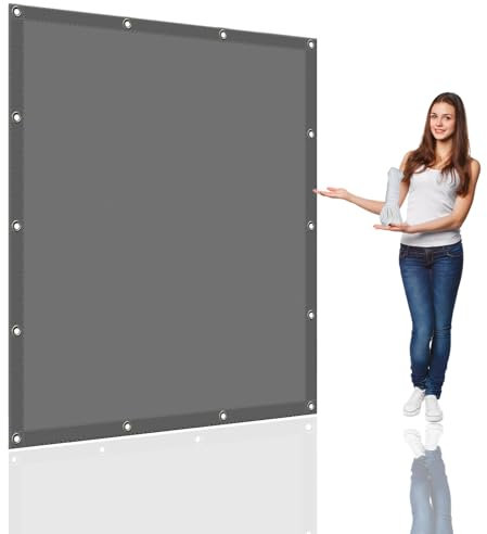 Pergola Canopy Replacement 1.5 x 2.1 m(4.9 x 6.9ft) Waterproof Sunblock Shade Cloth with Free Rope UV Block Weather-Resistant with Grommets Pes Shade Netting for Carport Swimming Plants, Light Grey