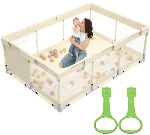 Fodoss Baby Playpen, Play Pen Babies and Toddlers, 71x47 inch Small Pen, Toddler Playpen for Apartment, Activity Fence, 71x47 inch Twins Playard