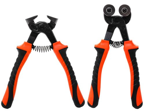 Okllen 2 Pieces Glass Tile Nippers Set, Heavy Duty Wheeled Glass Mosaic Nipper & Hd Ceramic Tile Nipper, Tile Cutter Pliers with Soft Grip Handle