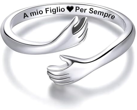 Anello Uomo A mio Figlio per Sempre in Argento Sterling 925 - Regalo per lui Compleanno Natale per Figli, Uomini Anello Regolabile con Incisione - Cofanetto incluso (Anello - A mio Figlio, Regolabile)