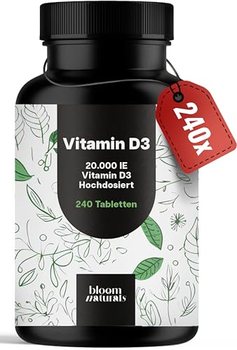 Vitamin D3 20000 IE hochdosiert - 240 Tabletten - Vitamin D - Produziert in Deutschland