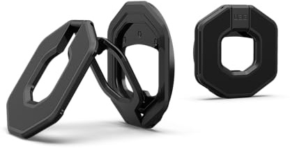 URBAN ARMOR GEAR Monarch Mag2 Dual Magnetring / Halterung mit Ständer (360° drehbar, Aufstellung im Hoch- und Querformat, starke Doppelmagneten) schwarz
