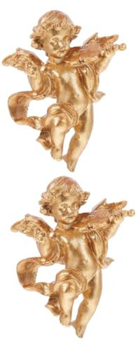 ULTECHNOVO 2 Pezzi decorazione scultura angelo figura statua artigianato Natale statue di angeli figura di o figurine di i scultura in resina Golden
