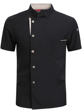 Veste de Chef d'été Respirante avec Dos en Maille, Uniforme de Restaurant à Manches Courtes for Hommes et Femmes, Tenue de Cuisine légère et rafraîchissante