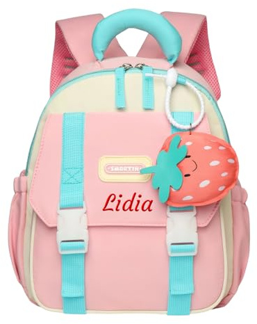 Genérico Mochila Guarderia Personalizada, Mochila Infantil con Nombre, Rosa | Con Correa de Pecho, Ajustable, para Niñas y Niños, Guardería y Viajes, 26 x 30 cm
