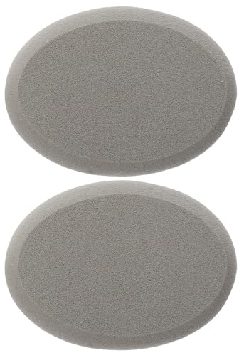 Uonlytech Borla de Polvo Ovalada Gris Borde Biselado 2 Unidades para Maquillaje Facial y Polvos Sueltos Borla Portátil para Uso Profesional Hogar y Viajes Herramienta Cosmética