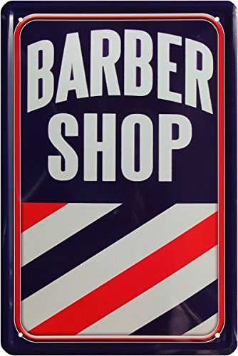 WOGEKA ART Retro Blechschild - Barber Shop Friseur - witziger Spruch als Geschenk-Idee zum Geburtstag Weihnachten zur Dekoration 20x30 cm Vintage-Design aus Metall 325