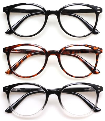 SIGVAN 3 Pack Reading Glasses Spring Hinge Stylish Readers Black/Tortoise for Men and Women (3 Mix, 1.50)