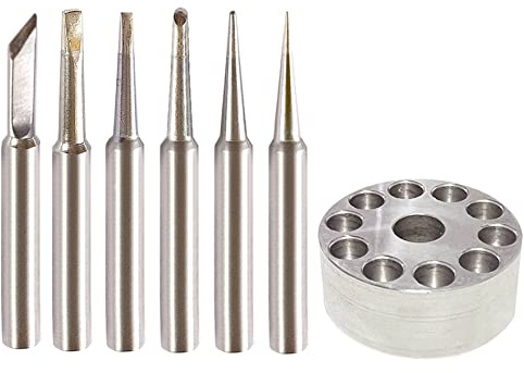 ShineNow ST Soldering Tips for Weller WLC100 SP40 SP40N WP25 WP30 WP35 6pcs Combo with a Metal Tip Holder