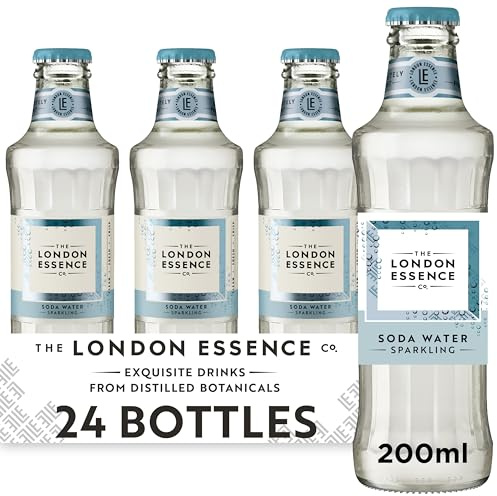 The London Essence Co. Soda Water, Premium Cocktail Mixer, 200ml, Pack of 24 bottles, No Artificial Colours Preservatives or flavours, Low Calorie