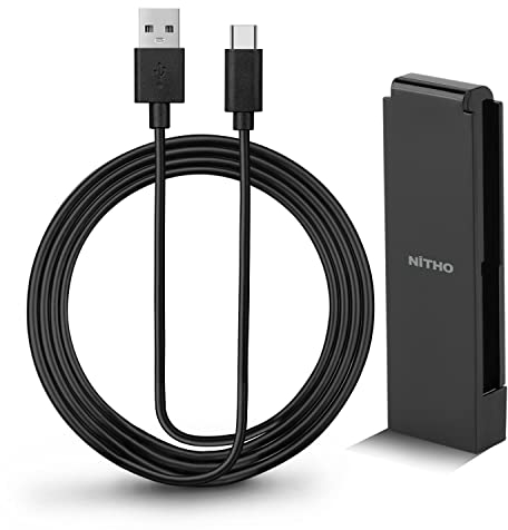 NIiTHO Caricabatterie compatibile con Switch Dual Grip, impugnatura di ricarica, inclusi adattatori per impugnatura + cavo Type-C extra lungo da 4 m per giocare durante la ricarica - Nero
