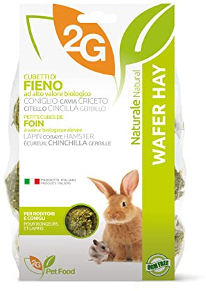2G Pet Food Wafer Hay Snack per Conigli e roditori Fieno Croccante Naturale Salutare, Leggero e Digeribile Made in Italy Senza Conservanti Formato 350g