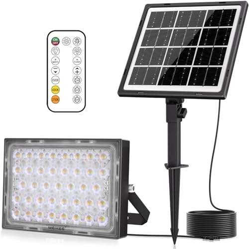 MEIKEE Solarlampen für Außen 2700K 4000K 6500K 3 Helligkeitsmodi 2 Dynamische Modi Timer Solarleuchten IP66 Wasserdicht Solar Lampe Outdoor für Garten Garage Patio Terrasse