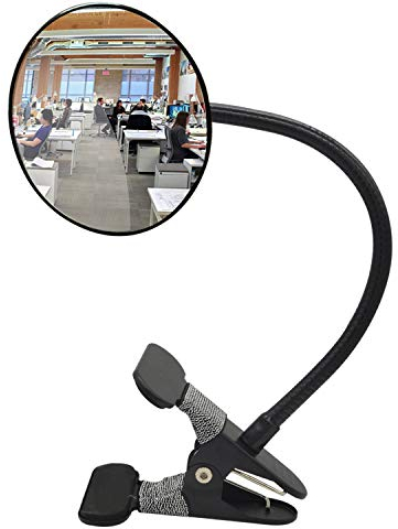 Ampper Glass Clip On Rear View Cubicle Mirror, Flexible Convex Security Mirror for Personal Safety Desk Rearview Monitors or Anywhere (3.75, Round)