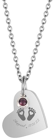 Print Maniacs Jewelry Chain Necklace Mothers Day Gift Baby Foot Birthstone Crystal Rhinestone Pendant For Her Women Girls Mum Mother Mummy D1