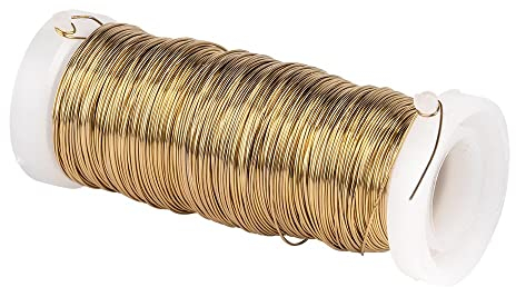 Ideen mit Herz Metalldraht | 0,30 mm ø | 50 m lang | Schmuckdraht aus Eisen, verchromt | farbig lackiert | ideal zum Basteln von Schmuck | gold