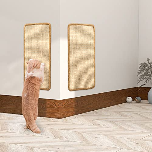 2-teilige Katzenkratzmatte Sisal Katzenkratzmatte Kratzmatte für Katze mit Klebeband Katzenkratzmatte 50 × 25 cm(Beige)
