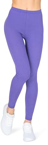 looksy Leggings de algodón para mujer, opacos, deportivos, transpirables, pantalones de lounwear de longitud completa, morado, L