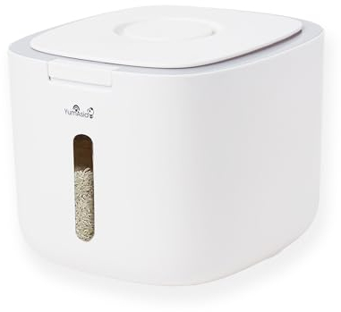 Yum Asia Conteneur de stockage de céréales (10 litres) | Blanc avec bordure grise | Matériaux sûrs | Conservation des aliments | Double scellé | Empilable | Résistance aux insectes