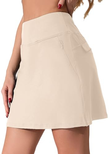 Timuspo kjol dam sommar tenniskjolar med byxor drunter hög midja Activewear Skort sportkjol golfkjol med 4 fickor