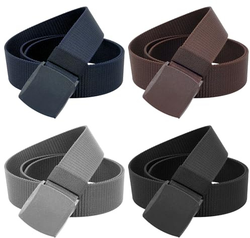 HENGBIRD 4PCS Work Belts, Unisex Canvas Belt with Plastic Buckle, Length 130 cm, Width 3.8 cm, Metal Free