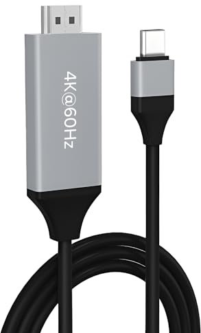 MMOBIEL Cavo da USB-C a HDMI 2m - 4K@60Hz - Cavo USB 3.1 Type-C a HDMI - Adattatore da Thunderbolt 3 per MacBook Pro/Air, iPhone 16/15, iPad Pro, iMac, Samsung Galaxy, Chromebook ecc.