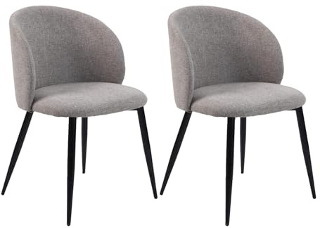 Rebecca Mobili Set 2 Sedie per Sala da Pranzo, Sedie Imbottite, Tessuto Polilino Metallo, Grigio Tortora, Design Moderno, Senza Braccioli - Misure HxLxP: 81 x 54 x 56 cm - Art. RE6917