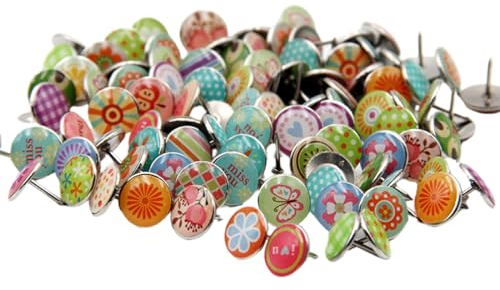 MWUMRCM 50 Stück Retro Pinnwand Nadeln, Dekorative Reißzwecke Metall Push Pins Kreative Stecknadeln für DIY Bulletin Board Korkplatten Landkarten Fotos