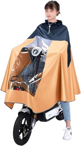 NOALED Impermeabile per Bicicletta, Poncho Antipioggia con Cappuccio, Mantella Antipioggia Unisex Antivento, per Bicicletta, Bici elettrica, Moto, Copertura Antipolvere per Scooter per disabili,4XL,B