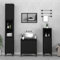 Tidyard 3-TLG.Waschmaschinenschrank Bademöbel Komplett Set Badschrank Hochschrank Badezimmerschrank Waschmaschinen-Regal Umbauschrank Midischrank Badregal Überbau Schrank Regal Schwarz Holzwerkstoff