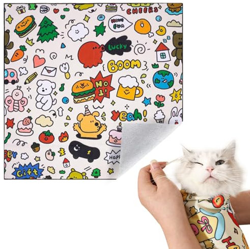 AOOTUERL Katzenwickel, perfekt zum Nagelknipsen, Ohrenreinigung und Zähneputzen, selbstklebende weiche Katzendecke zum Umwickeln von Katzen, kratzfeste und ausbruchsichere Fellpflegetasche,