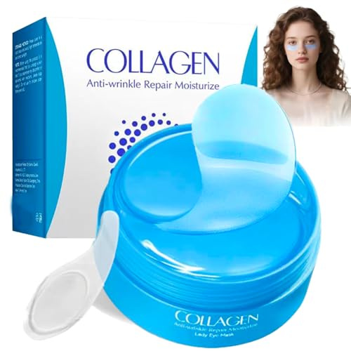 Patch Yeux Collagene et Acide Hyaluronique,60 Pcs Patch Yeux Anti Cernes,Anti-Cernes et Anti-Rides,Masque Hydratant pour le Contour des Yeux,Pour Poches et Peau Fatiguée,Soins Visage Homme Femme