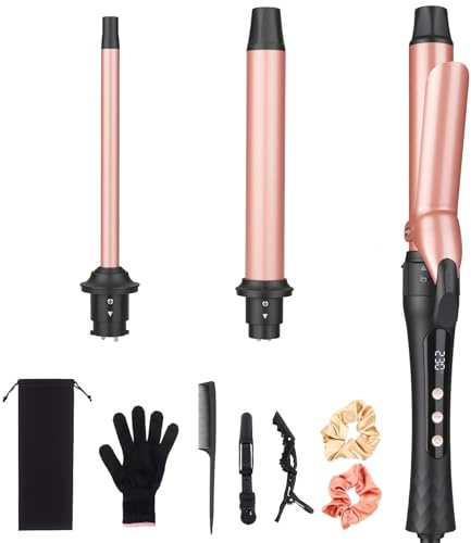 YEGUBEGU 3-in-1 Hair Curler Iron Set for Short to Long Hair | 13-32mm Curling Wand with Interchangeable Ceramic Barrels for Tight Curls & Soft Waves, 14 Temps 100-230℃, Dual Voltage