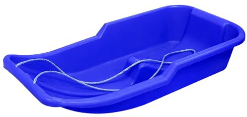 Heavy Duty Snow Sledge for Adults Winter Toboggan Sleigh Sled With Pull Rope Plastic Ski Board for Outdoor Snow, Skiing Board, Speeder (Blue)