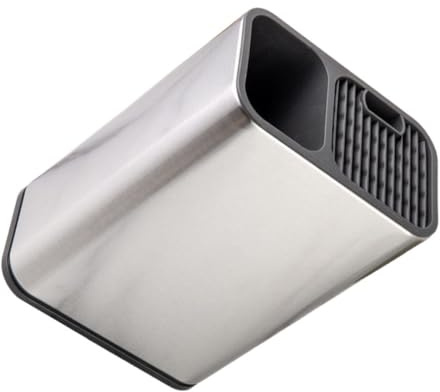 STAHAD Contenitore per Utensili da Cucina in Acciaio Inox 430 Fondo Antiscivolo, Portaposate e Supporto per Coltelli, Organizer da Banco Versatile per Uso Domestico