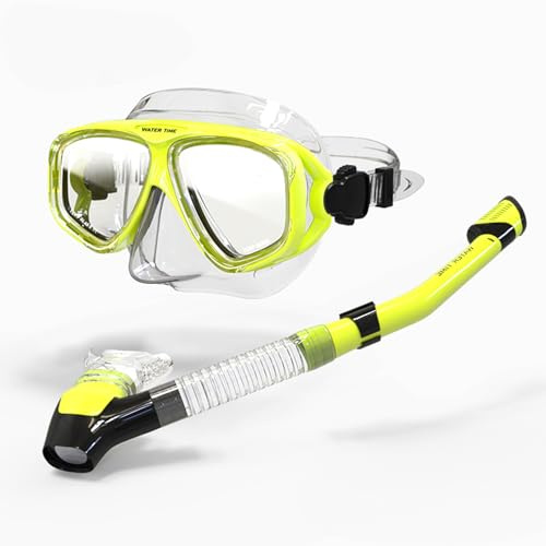 WATER TIME Wide Angle Snorkel Set Adults, Anti Fog & Breath Easy Airflow Tech