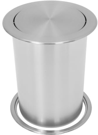 ADOCARN Cubo de Basura Empotrado de Acero Inoxidable con Diseño Ahorrador de Espacio y Tapa Abatible para Cocina Moderna y Limpieza sin Esfuerzo