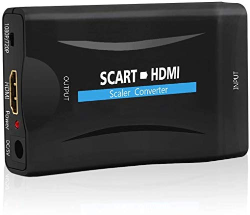 QGECEN SCART auf HDMI Adapter, SCART zu HDMI Video Audio Konverter unterstützen 720/1080P Ausgang für TV Set Top Box VHS VCR PS1 PS2 PS3 Wii Xbox DVD-Player