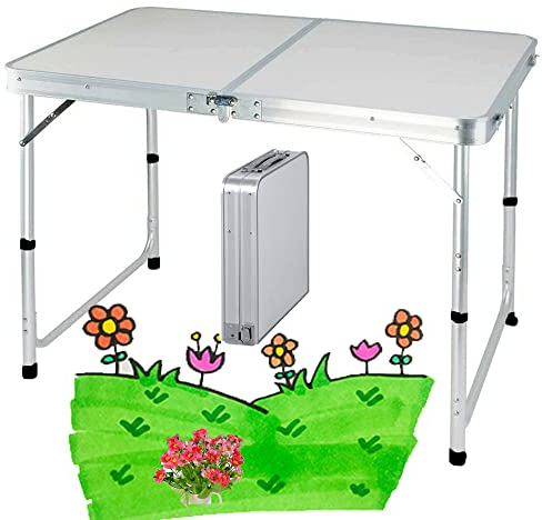 Lucn Zusammenklappbarer Camping-Picknick-Tisch für Garten, Party, Picknick, Grill, Esstisch, 90 cm, verstellbare Höhe von 67/37 cm, mit Griff, leicht zu reinigender Schreibtisch