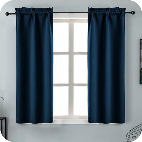 GIRASOLE HOME Coppia Tende Blu Oscuranti Termiche Morbide Tinta Unita Tenda Isolante per Soggiorno Camera e Interni 2 Pannelli con Tasca 70x145cm