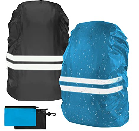 flintronic Parapioggia per Zaino, 2 Pacchi Impermeabile Outdoor Zaino Parapioggia Reflective Copri Zaino per Pioggia/Anti Polvere/Antifurto/Bicycling/Escursionismo/Campeggio/Attività all'aperto