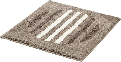 Erwin Müller WC-Vorlage ohne Ausschnitt Streifen Matala - rutschhemmend, angenehmer Hochflor, für Fußbodenheizung geeignet - Taupe Größe 50x50 cm