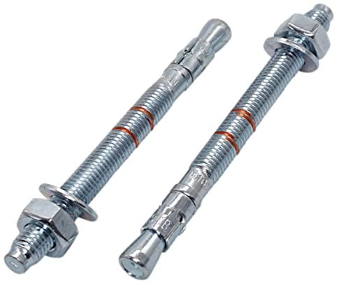 Pack de 2 anclajes de cuña M10 x 120 mm, clavijas de metal, perno pasante, anclaje de expansión de hormigón (2, M10 x 120 mm)