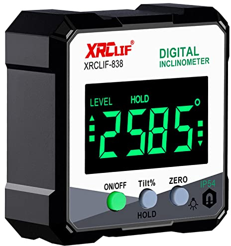 Digital Angle Gauge Meter, XRCLIF Magnetic Base Level Box Angle Finder Protractor Bevel Gage Inclinometer Measuring Tool for Carpentry, Building, Masonry Bevel