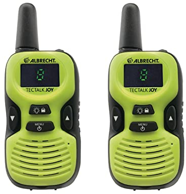 Kinder Walkie Talkie Albrecht Tectalk Joy 2er Pack - Funkgerät mit integrierter Taschenlampe, Reichweite 500 m, leichte Bedienung, USB-Ladebuchse, 29644
