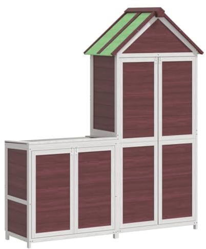 vidaXL Garden Tool Shed Set 2 Piece, Outdoor Storage Cabinets with Doors, Storage Sheds for Balcony Lawn, Tool Organiser Cabins, Mocha Solid Wood Pine