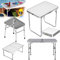 VickyHome 60x45CM Weißer Klapptisch Gartenmöbel, Picknicktisch im Freien Tragbarer Campingbock Hochleistungs Terrassentisch mit Abschließbaren Beinen/2 Höhenverstellbar (56/26CM) für Grillpicknick